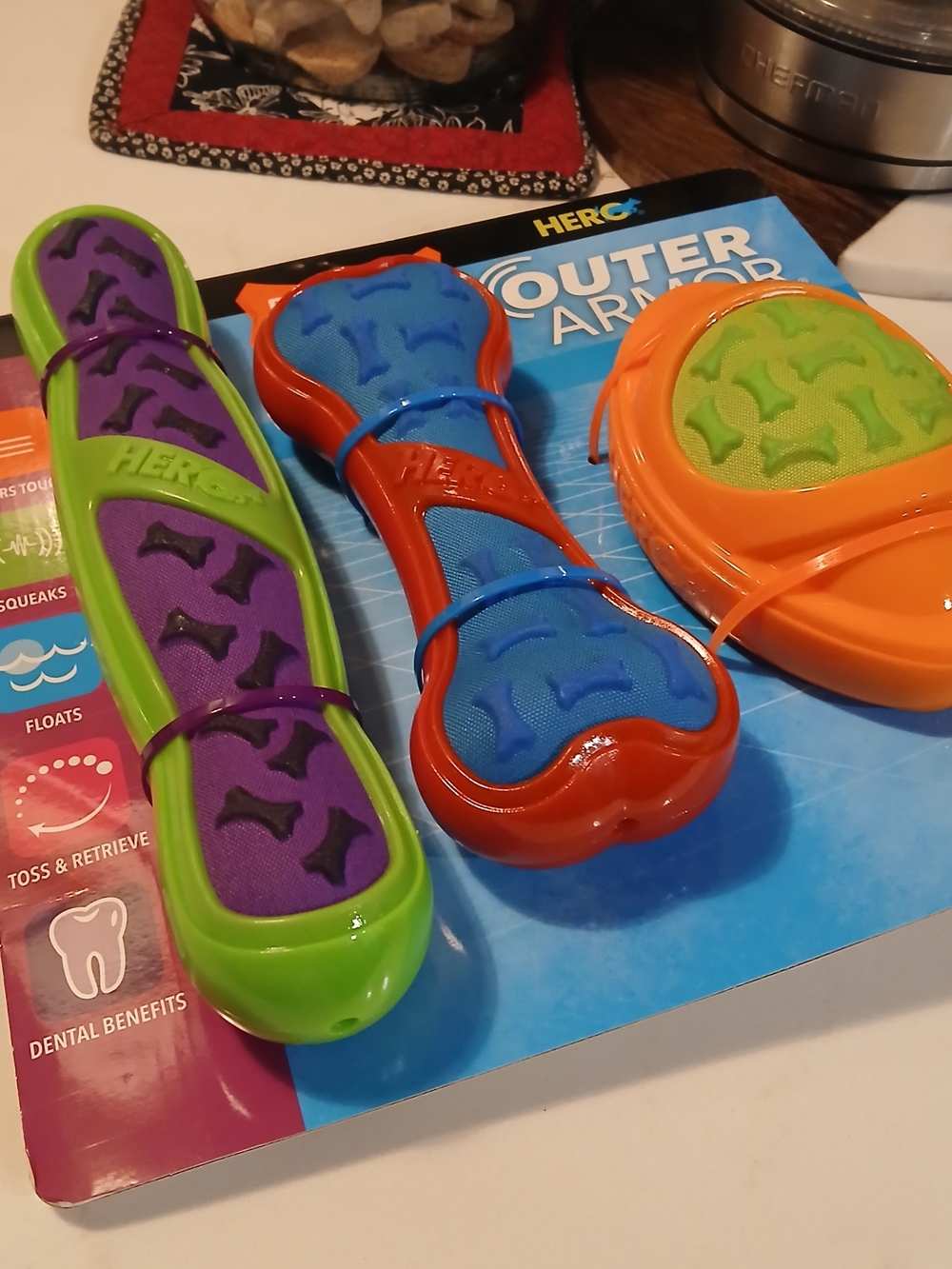 Dog HERO Outer Armor Durable Toys Trio - Toss & Retrieve, Dental Benefits 3 PACK